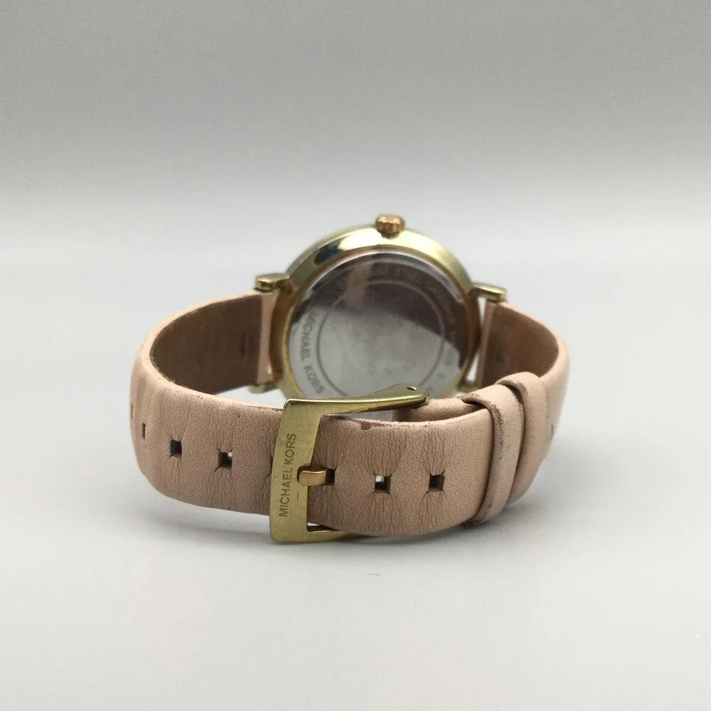 Michael Kors Womens Watch 38mm White Dial Gold Tone Beige Leather MK-7102 - Picture 7 of 15